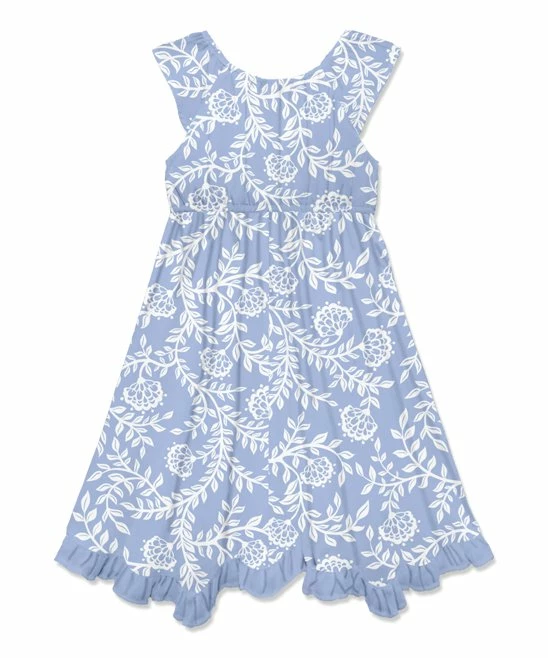 Discount π₯ Millie Loves Lily Periwinkle & White Vine Floral Bow Ruffle-Hem Angel-Sleeve π Dress - Toddler & π§ Girls For Kids π 3 Discount π₯ Millie Loves Lily Periwinkle & White Vine Floral Bow Ruffle-Hem Angel-Sleeve π Dress - Toddler & π§ Girls For Kids π - Image 3