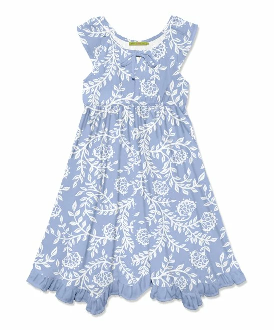 Discount π₯ Millie Loves Lily Periwinkle & White Vine Floral Bow Ruffle-Hem Angel-Sleeve π Dress - Toddler & π§ Girls For Kids π 1 Discount π₯ Millie Loves Lily Periwinkle & White Vine Floral Bow Ruffle-Hem Angel-Sleeve π Dress - Toddler & π§ Girls For Kids π