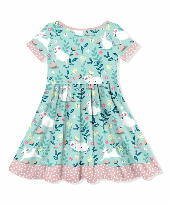 Best Pirce π Millie Loves Lily Mint & White Floral Bunnies & Lambs Button-Front A-Line π Dress - Toddler & π§ Girls For Kids π 3 Best Pirce π Millie Loves Lily Mint & White Floral Bunnies & Lambs Button-Front A-Line π Dress - Toddler & π§ Girls For Kids π - Image 3