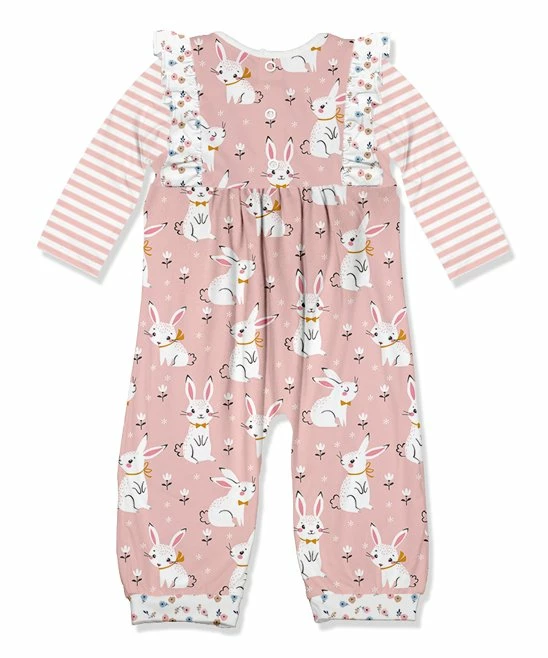 Deals π― Little Millie Pink & White Bunny Ruffle-Trim Playsuit - Infant & Toddler For Kids β€οΈ 3 Deals π― Little Millie Pink & White Bunny Ruffle-Trim Playsuit - Infant & Toddler For Kids β€οΈ - Image 3