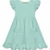 Brand new 🎁 Simply Millie By Millie Loves Lily Mint Patch-Pocket Angel-Sleeve 👗 Dress - Toddler & 👧 Girls For Kids ✔️