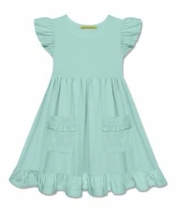 Brand new 🎁 Simply Millie By Millie Loves Lily Mint Patch-Pocket Angel-Sleeve 👗 Dress - Toddler & 👧 Girls For Kids ✔️