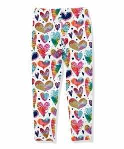 Deals 🤩 Millie Loves Lily White & Teal Multicolor Tie-Dye Heart Leggings - 👧 Girls For Kids 🎁 -Little Millie-shop zu108305161 alt 2 tm1665506249