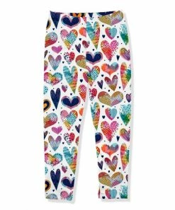 Deals 🤩 Millie Loves Lily White & Teal Multicolor Tie-Dye Heart Leggings - 👧 Girls For Kids 🎁