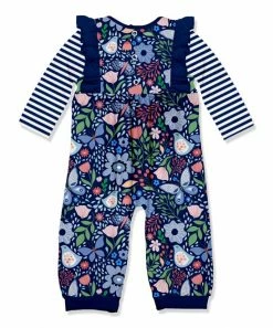 Wholesale 🥰 Little Millie Navy & Green Butterfly Garden Ruffle-Sleeve Playsuit - Infant For Baby & Maternity ✨ -Little Millie-shop zu108372159 alt 2 tm1663693672