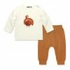 Best Sale 🛒 Little Millie Cream Turkey Button-Snap Long-Sleeve Tee & Brown Joggers - Infant For Other 😉