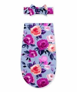 Cheapest ✔️ Little Millie Periwinkle Rose Swaddle Sack & Fuchsia Headband For Baby & Maternity 💯