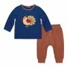 Deals ⭐ Little Millie Navy Turkey Button-Snap Long-Sleeve Tee & Brown Joggers - Infant For Other 🧨