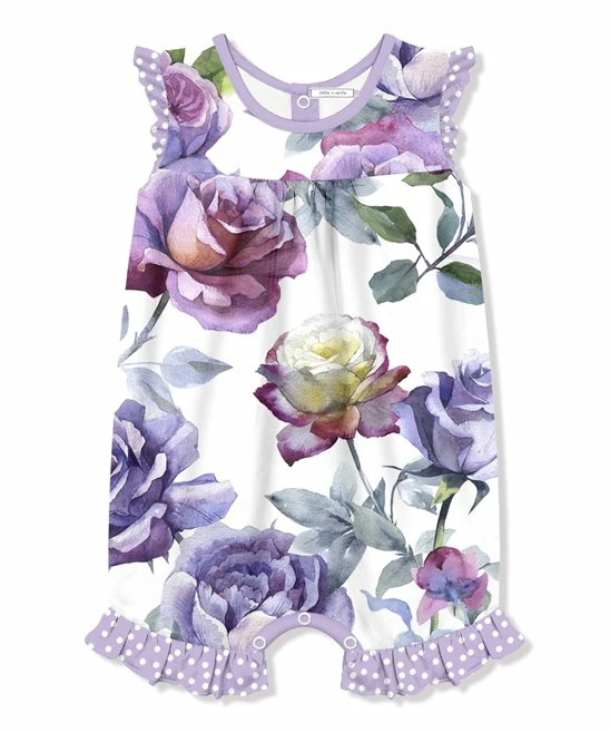 Budget π₯ Little Millie White & Purple Rose Ruffle-Accent Romper - Infant For Baby & Maternity π 1 Budget π₯ Little Millie White & Purple Rose Ruffle-Accent Romper - Infant For Baby & Maternity π