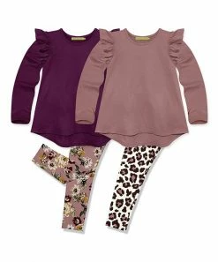 Buy 🛒 Millie Loves Lily Mauve Ruffle Long-Sleeve Hi-Low Top Set - 👧 Girls For Kids 😍
