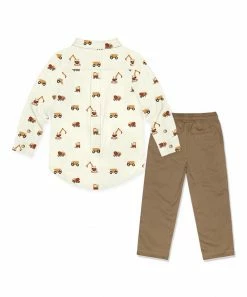 Best reviews of ❤️ Millie & Maxx Cream Roadwork Button-Up & Brown Drawstring Straight-Leg Pants - Toddler & Boys For Kids 👏 -Little Millie-shop zu108470295 alt 2 tm1661796457
