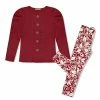 Outlet 🥰 Millie Loves Lily Red Ribbed Button-Up Top & Red Holiday Swirl Leggings - 👧 Girls For Kids 🛒