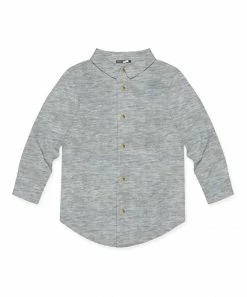 Best deal 🎉 Millie & Maxx Heather Gray Long-Sleeve Button-Up - Toddler & Boys For Kids 🔔