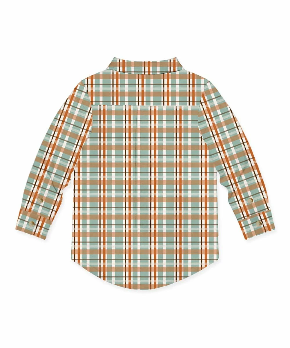 Promo π Millie & Maxx Nile Blue & Orange Pumpkin Patch Plaid Long-Sleeve Button-Up - Boys For Kids π 2 Promo π Millie & Maxx Nile Blue & Orange Pumpkin Patch Plaid Long-Sleeve Button-Up - Boys For Kids π - Image 2