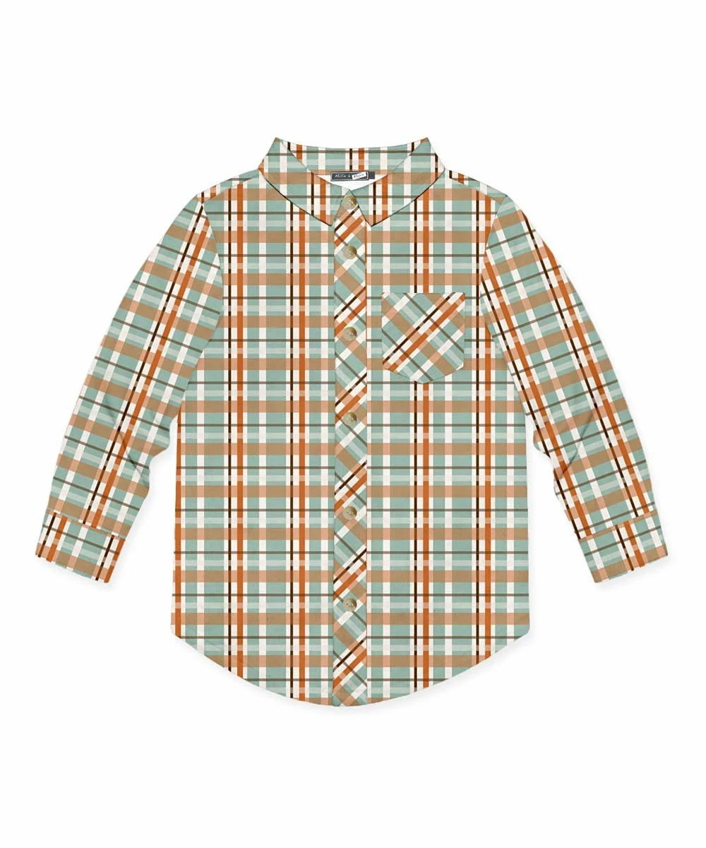 Promo π Millie & Maxx Nile Blue & Orange Pumpkin Patch Plaid Long-Sleeve Button-Up - Boys For Kids π 1 Promo π Millie & Maxx Nile Blue & Orange Pumpkin Patch Plaid Long-Sleeve Button-Up - Boys For Kids π