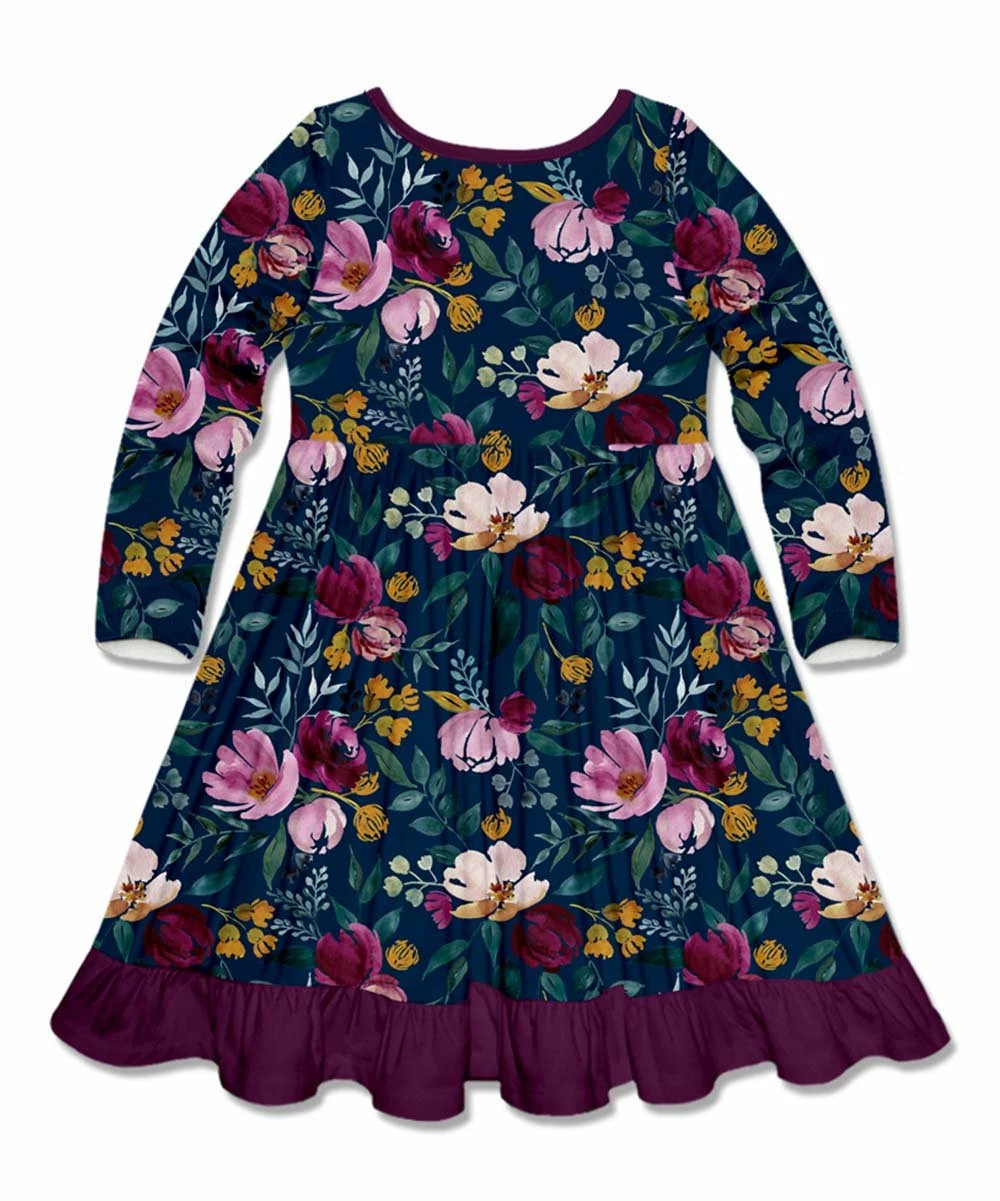 Coupon π₯° Millie Loves Lily Navy Fall Petals Pocket Long-Sleeve A-Line π Dress - π§ Girls For Kids π 3 Coupon π₯° Millie Loves Lily Navy Fall Petals Pocket Long-Sleeve A-Line π Dress - π§ Girls For Kids π - Image 3