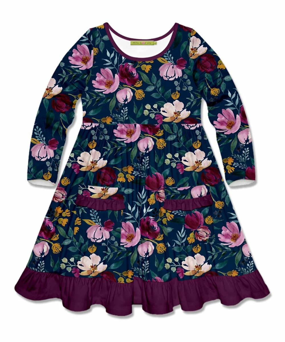 Coupon π₯° Millie Loves Lily Navy Fall Petals Pocket Long-Sleeve A-Line π Dress - π§ Girls For Kids π 1 Coupon π₯° Millie Loves Lily Navy Fall Petals Pocket Long-Sleeve A-Line π Dress - π§ Girls For Kids π