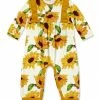Cheapest 😉 Little Millie Cream & Yellow Sunflower Ruffle-Trim Playsuit - Toddler For Kids 🌟