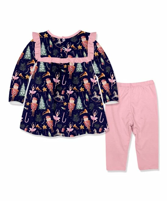Promo π Little Millie Navy Nutcracker Dreams Ruffle-Accent Tunic & Pink Leggings - Toddler For Kids β 3 Promo π Little Millie Navy Nutcracker Dreams Ruffle-Accent Tunic & Pink Leggings - Toddler For Kids β - Image 3