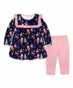 Promo 🌟 Little Millie Navy Nutcracker Dreams Ruffle-Accent Tunic & Pink Leggings - Toddler For Kids ⭐