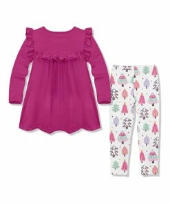 Top 10 👍 Millie Loves Lily Rose Violet Ruffle Long-Sleeve Top & 🎄 Christmas Trees Leggings - 👧 Girls For Kids 🎁 -Little Millie-shop zu108656433 alt 2 tm1662161275