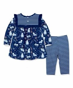 Deals 🤩 Little Millie Navy Sam Sloth Ruffle-Accent Tunic & Stripe Leggings - Infant & Toddler For Kids 🛒 -Little Millie-shop zu108788848 alt 2 tm1662660413