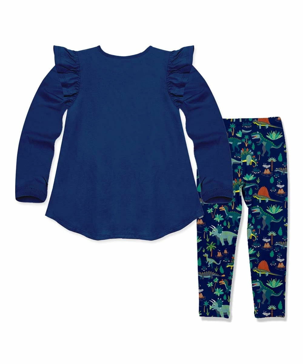 Promo β Millie Loves Lily Navy Demo Dino Angel-Sleeve Hi-Low Top & Leggings - Infant, Toddler & π§ Girls For Kids π 4 Promo β Millie Loves Lily Navy Demo Dino Angel-Sleeve Hi-Low Top & Leggings - Infant, Toddler & π§ Girls For Kids π - Image 4
