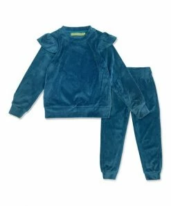 Flash Sale 🎁 Simply Millie By Millie Loves Lily Midnight Ribbed Velour Ruffle-Sleeve Sweatshirt & Joggers - Infant, Toddler & 👧 Girls For Kids ✨