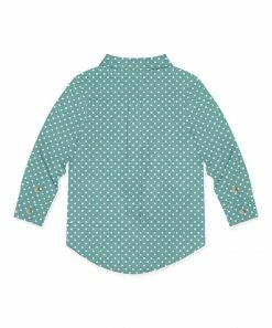Best deal 😉 Millie & Maxx Nile Blue & White Polka Dot Long-Sleeve Button-Up - Boys For Kids 😀 -Little Millie-shop zu108827210 alt 2 tm1662663757