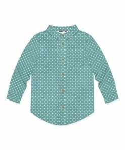 Best deal 😉 Millie & Maxx Nile Blue & White Polka Dot Long-Sleeve Button-Up - Boys For Kids 😀