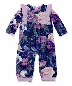 Deals 💯 Little Millie Purple & Blue Fame Floral Ruffle-Trim Playsuit - Infant & Toddler For Kids 🛒 -Little Millie-shop zu109037456 alt 2 tm1663701436