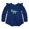 Coupon 😉 Simply Millie By Millie Loves Lily Navy Demo Dino Ruffle Long-Sleeve Hi-Low Top - Infant, Toddler & 👧 Girls For Kids 🔥