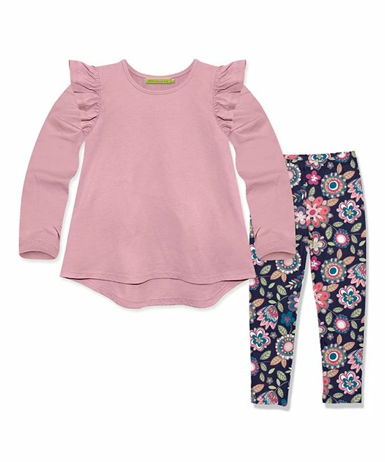 Best Pirce π€© Millie Loves Lily Dusty Pink Ruffle Long-Sleeve Hi-Low Top & Floral Emeline Leggings - Infant, Toddler & π§ Girls For Kids π 1 Best Pirce π€© Millie Loves Lily Dusty Pink Ruffle Long-Sleeve Hi-Low Top & Floral Emeline Leggings - Infant, Toddler & π§ Girls For Kids π