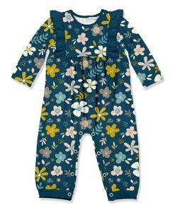 Coupon 😀 Little Millie Midnight Floral Patch Ruffle-Trim Playsuit - Infant & Toddler For Kids 👏