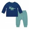 Deals 🎉 Little Millie Navy Dino Button-Snap Long-Sleeve Tee & Nile Blue Joggers - Infant & Toddler For Kids 🤩
