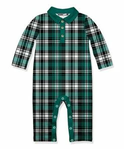 Promo 🧨 Little Millie Green Plaid Collared Long-Sleeve Playsuit - Infant For Baby & Maternity 🔔