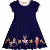 Hot Sale 🛒 Millie Loves Lily Navy & Pink Nutcracker Dance Bow Cap-Sleeve A-Line 👗 Dress - 👧 Girls For Kids 😀