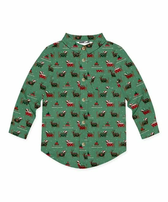Brand new π Millie & Maxx Green & Red πΆ Doggie π Christmas Long-Sleeve Button-Up - Boys For Kids π€© 1 Brand new π Millie & Maxx Green & Red πΆ Doggie π Christmas Long-Sleeve Button-Up - Boys For Kids π€©