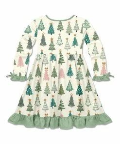 Top 10 🌟 Millie Loves Lily Cream & Sage Tree Delight Ruffle-Hem Pocket A-Line 👗 Dress - Infant For Kids 🧨 -Little Millie-shop zu109352105 alt 2 tm1664478699