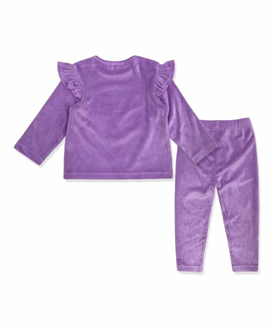 Hot Sale π Little Millie Purple Velour Snap Ruffle-Sleeve Top & Leggings - Infant & Toddler For Kids β¨ 2 Hot Sale π Little Millie Purple Velour Snap Ruffle-Sleeve Top & Leggings - Infant & Toddler For Kids β¨ - Image 2