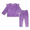 Hot Sale 🎁 Little Millie Purple Velour Snap Ruffle-Sleeve Top & Leggings - Infant & Toddler For Kids ✨