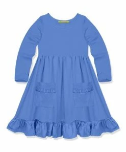 Wholesale 🧨 Simply Millie By Millie Loves Lily Marina Blue Ruffle-Accent Pocket A-Line 👗 Dress - Infant, Toddler & 👧 Girls For Kids 🔔