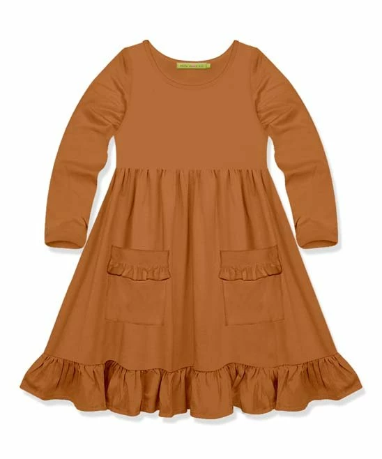 Best deal π€© Simply Millie By Millie Loves Lily Rust Ruffle-Accent Pocket A-Line π Dress - Infant, Toddler & π§ Girls For Kids π 1 Best deal π€© Simply Millie By Millie Loves Lily Rust Ruffle-Accent Pocket A-Line π Dress - Infant, Toddler & π§ Girls For Kids π