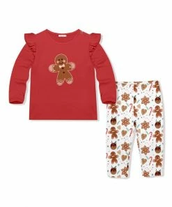 Coupon 🥰 Little Millie Red Gingerbread Cookie Angel-Sleeve Tee & White Leggings - Infant For Kids 🔔