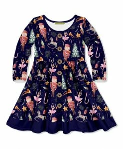 Flash Sale 🤩 Millie Loves Lily Dark Navy Nutcracker Dance Button-Front A-Line 👗 Dress - 👧 Girls For Kids 😀