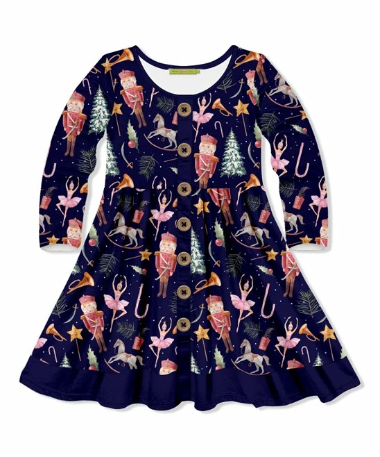 Flash Sale π€© Millie Loves Lily Dark Navy Nutcracker Dance Button-Front A-Line π Dress - π§ Girls For Kids π 1 Flash Sale π€© Millie Loves Lily Dark Navy Nutcracker Dance Button-Front A-Line π Dress - π§ Girls For Kids π