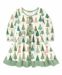 Buy 🥰 Millie Loves Lily Cream Tree Delight Button-Front A-Line 👗 Dress - Toddler For Kids 😉