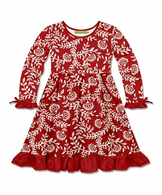 Brand new β Millie Loves Lily Red & White Holiday Vine Pocket Ruffle-Hem A-Line π Dress - π§ Girls For Kids π 1 Brand new β Millie Loves Lily Red & White Holiday Vine Pocket Ruffle-Hem A-Line π Dress - π§ Girls For Kids π