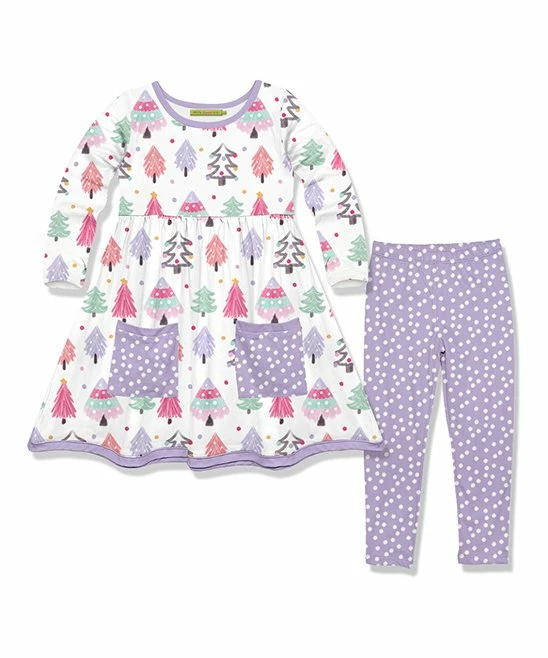 Wholesale π Millie Loves Lily White Holiday Trees Pocket A-Line π Dress & Purple Polka Dot Leggings - Infant, Toddler & π§ Girls For Kids π₯° 1 Wholesale π Millie Loves Lily White Holiday Trees Pocket A-Line π Dress & Purple Polka Dot Leggings - Infant, Toddler & π§ Girls For Kids π₯°