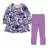 Brand new 🧨 Millie Loves Lily Lilac Fame Floral Long-Sleeve Babydoll Top & Purple Button Leggings - Infant, Toddler & 👧 Girls For Kids 🎉